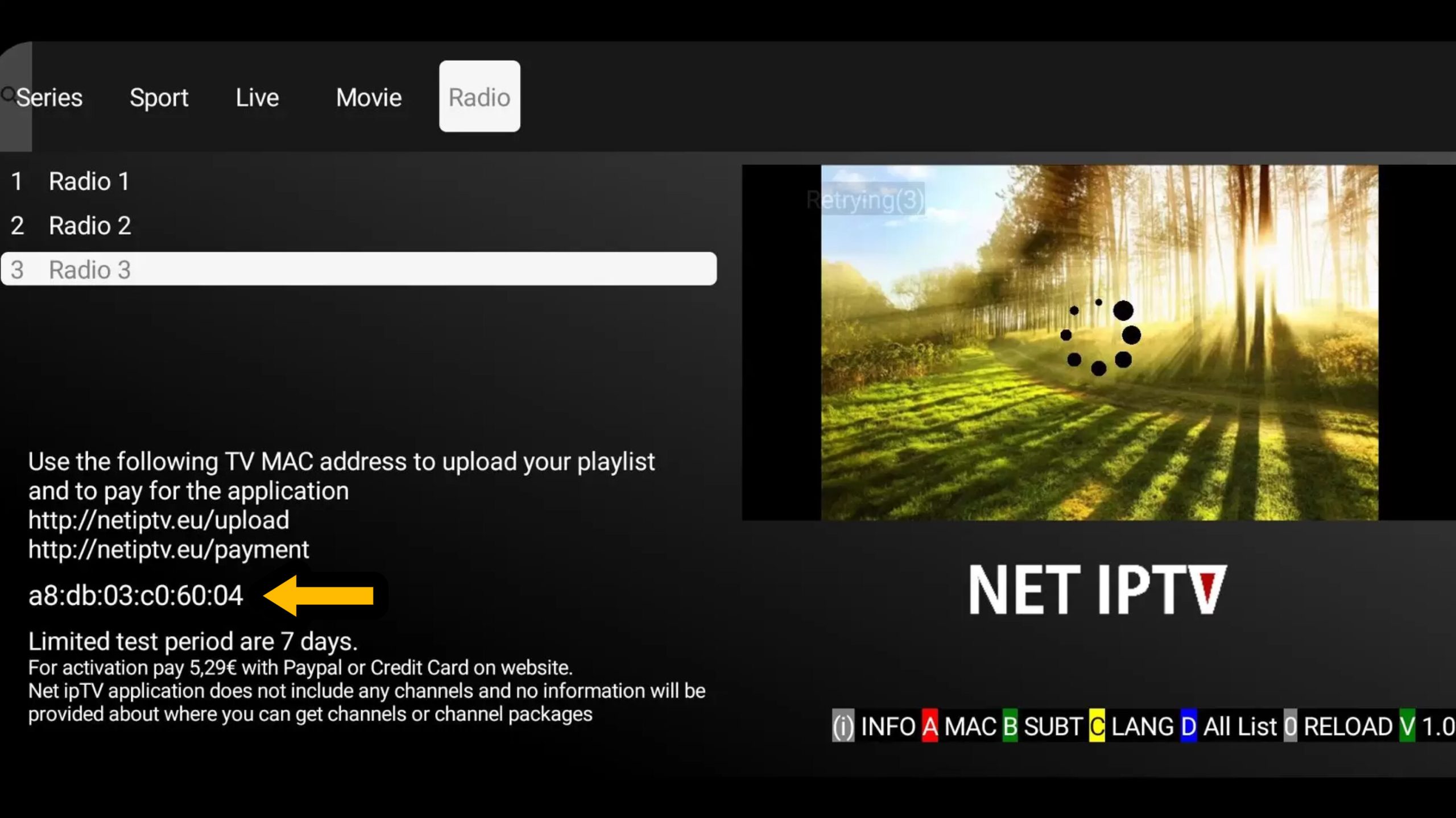 net iptv mac adress